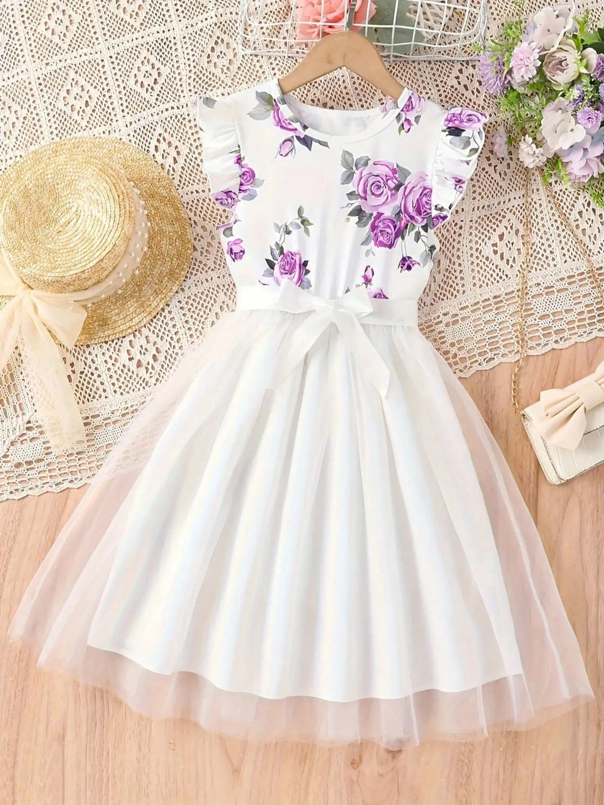 Floral Flutter Sleeve Dress