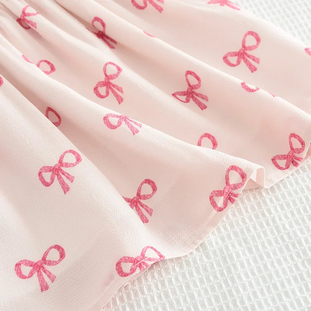 Bow Print Dress for Girls