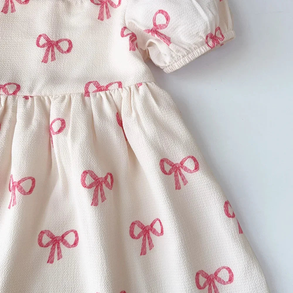 Bow Print Dress for Girls