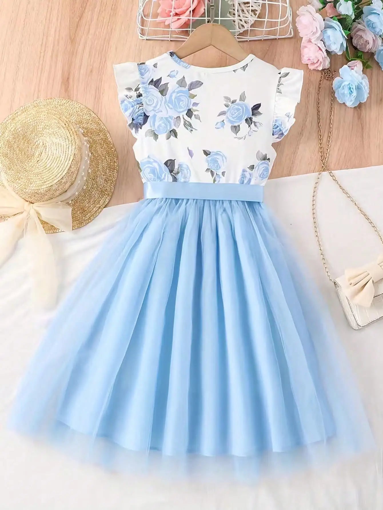 Floral Flutter Sleeve Dress