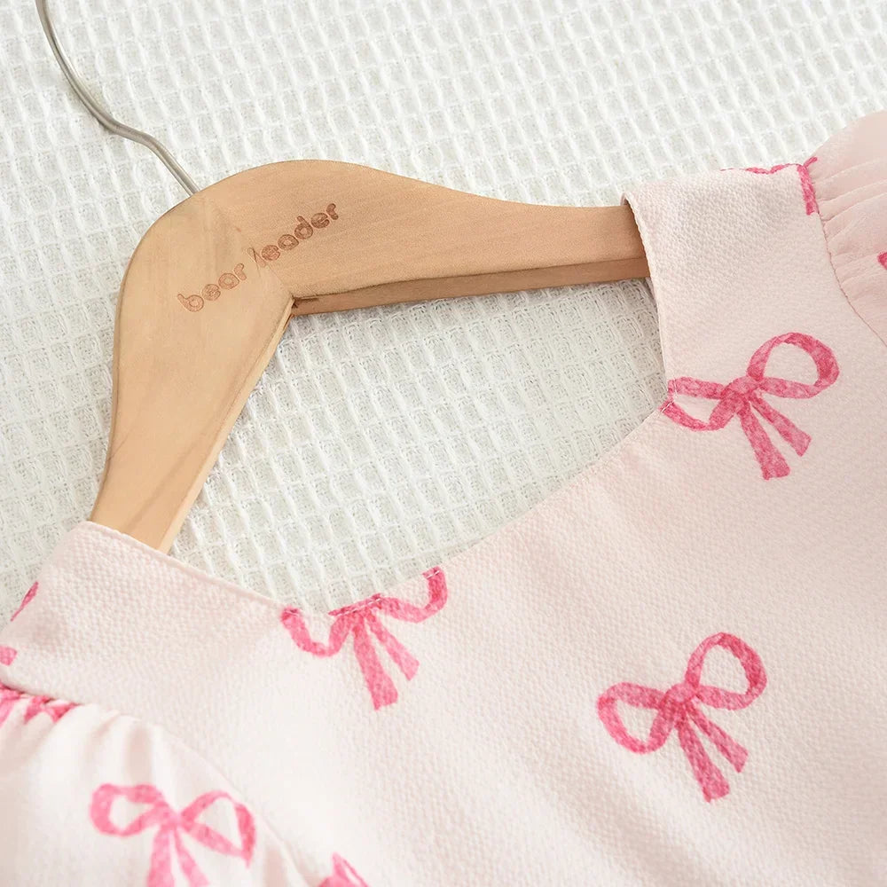 Bow Print Dress for Girls
