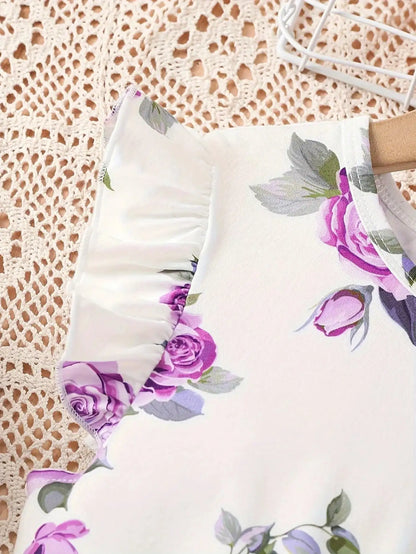 Floral Flutter Sleeve Dress