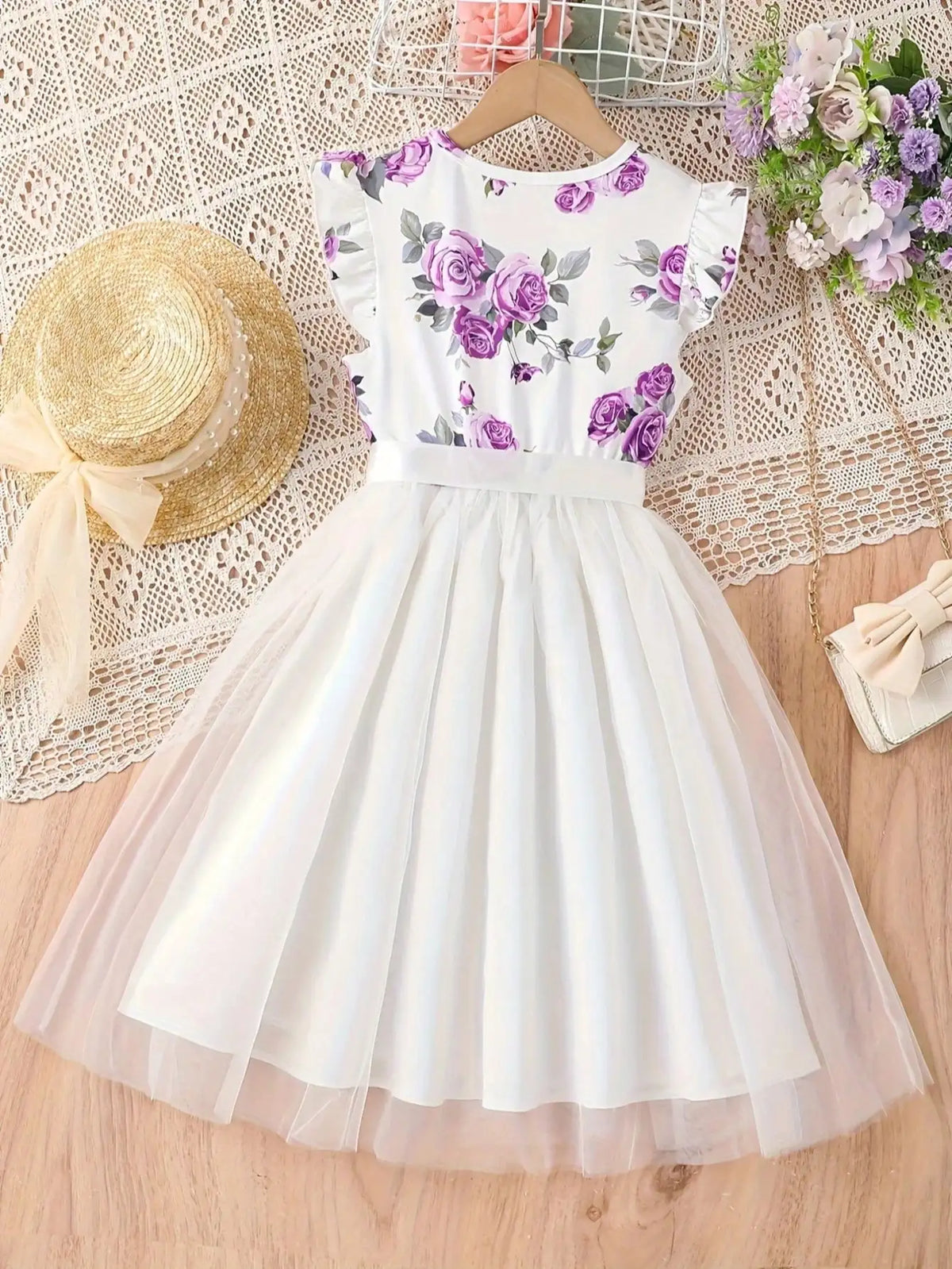 Floral Flutter Sleeve Dress