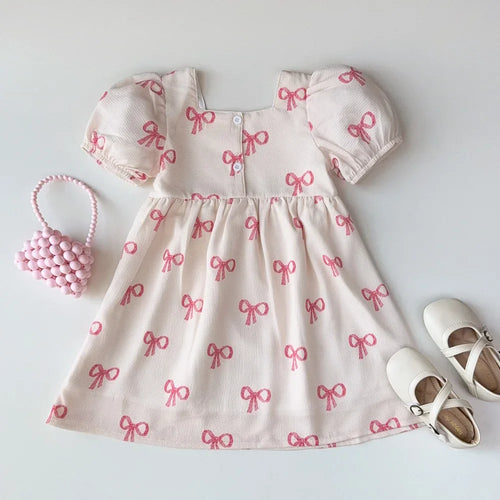 Bow Print Dress for Girls