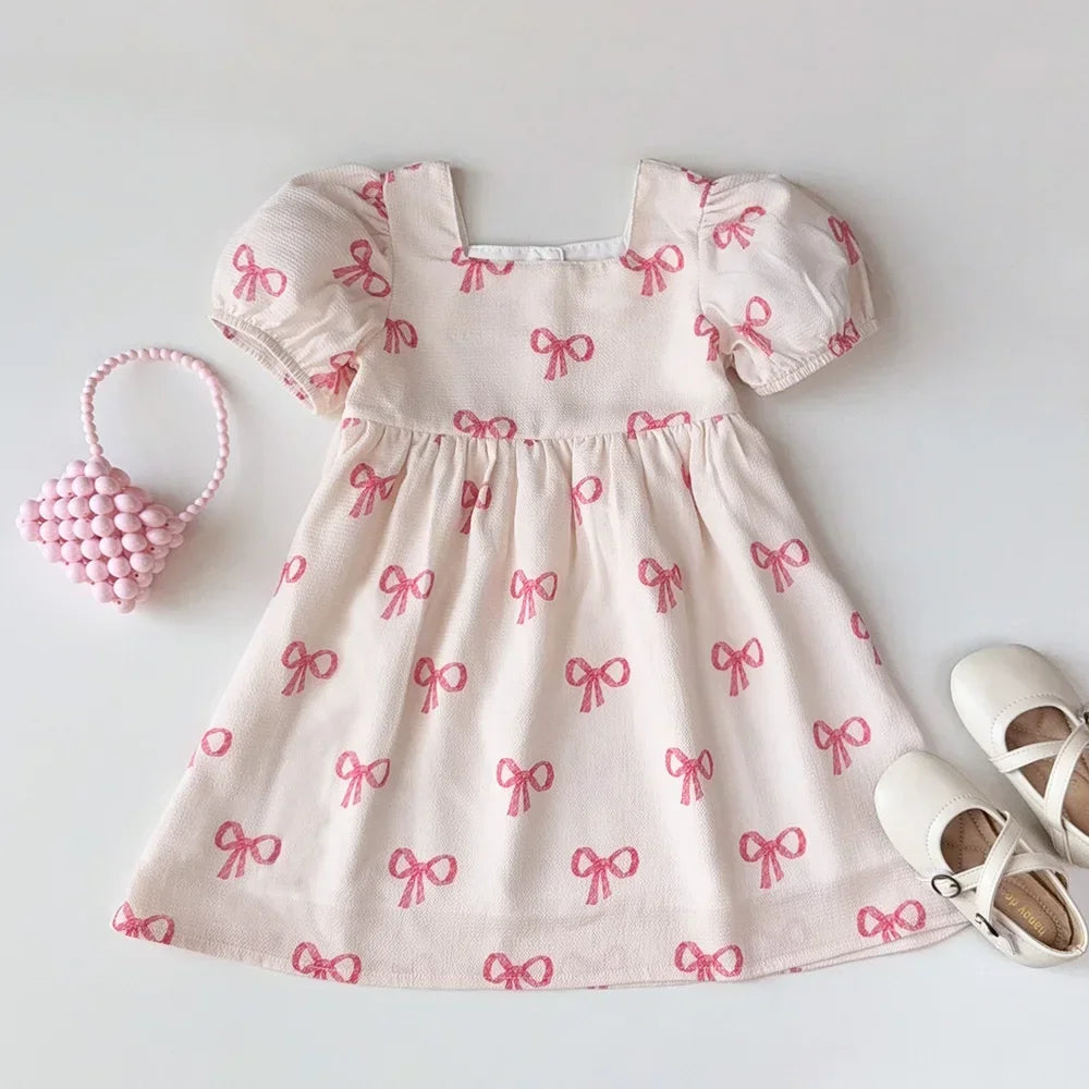 Bow Print Dress for Girls