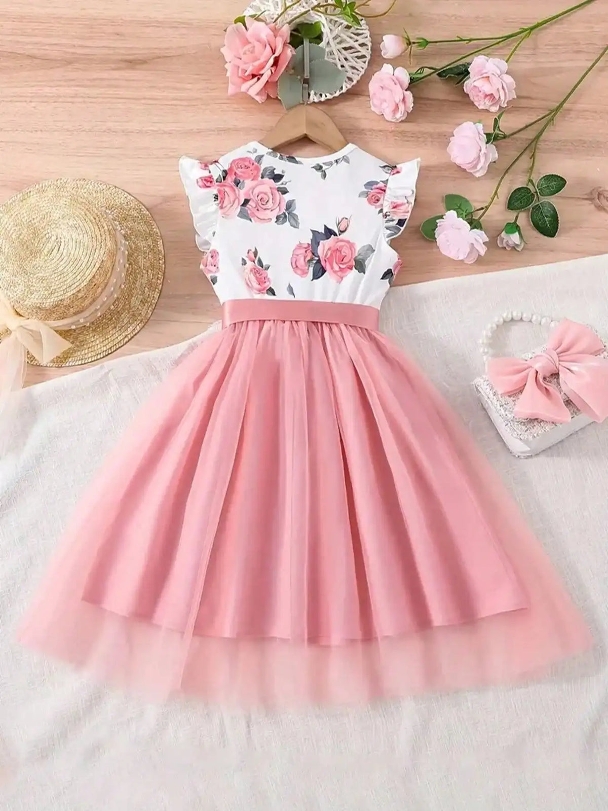 Floral Flutter Sleeve Dress