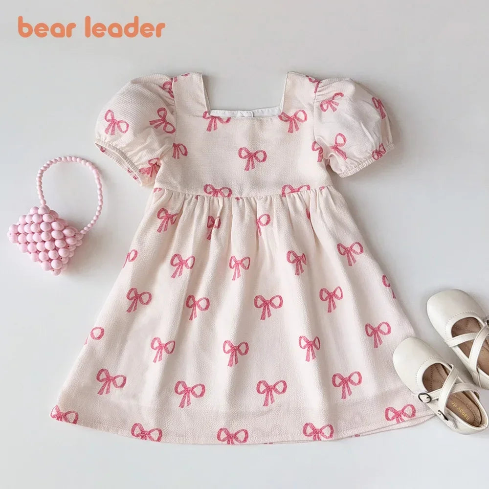 Bow Print Dress for Girls